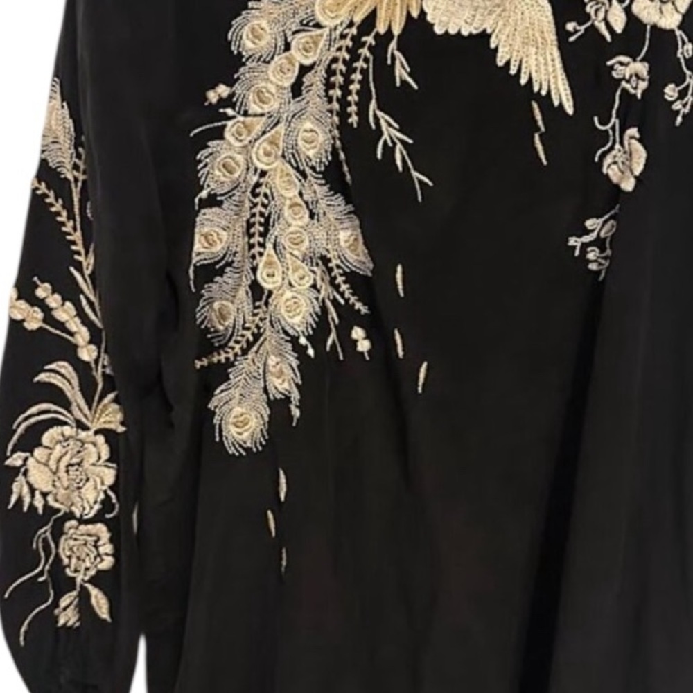 Johnny Was silk Calipso Button Neck Field Blouse NWT oversized - Picture 12 of 15